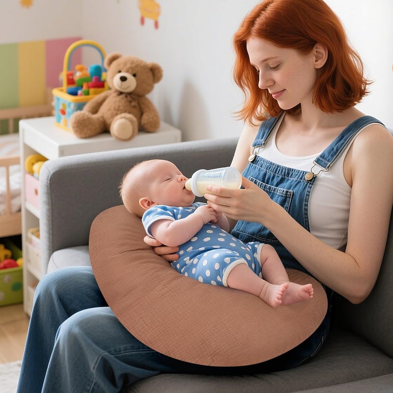 accmor 2 Pack Muslin Nursing Pillow Covers, 100% Cotton Soft Nursing Covers for Breastfeeding Pillows, Slipcover for Baby Girls Boys Newborn - Image 2